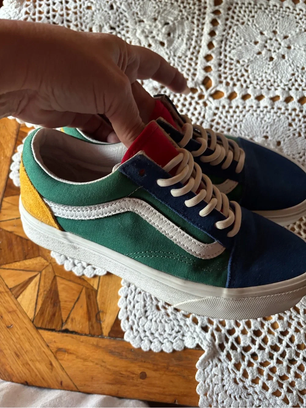 Vans Red, Green & Navy Low-Top Sneakers